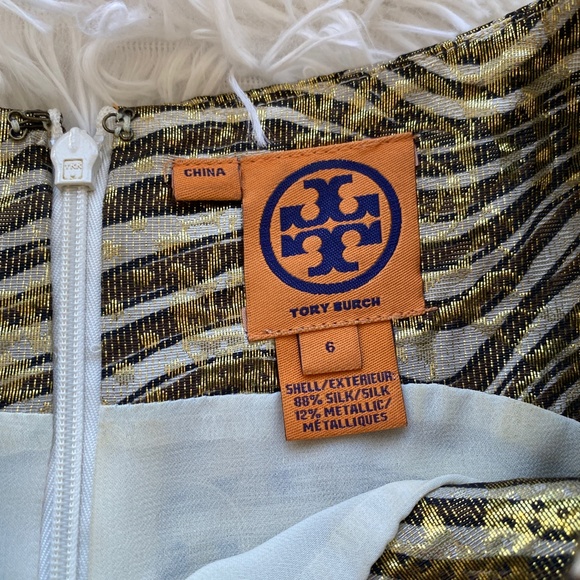 Tory Burch Gold and Black Midi Dress - Picture 6 of 10